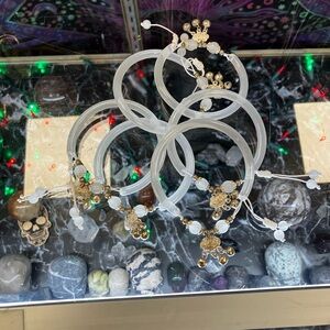 White and Gold Bangles with Charms